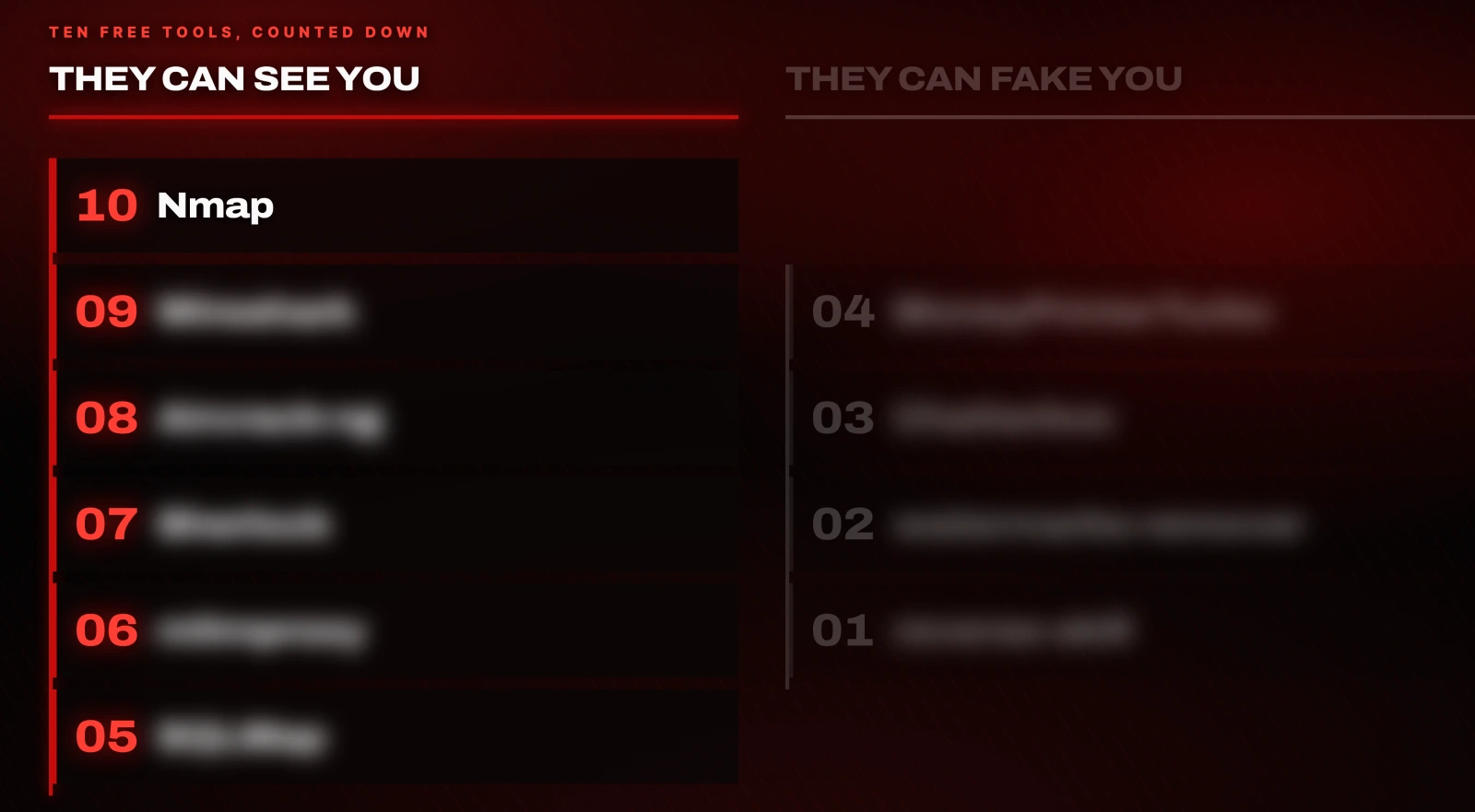 Ten free tools, counted down. They can see you. They can fake you.